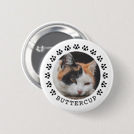 Black Cat Paw Prints Lijst Pet Foto Ronde Button 5,7 Cm