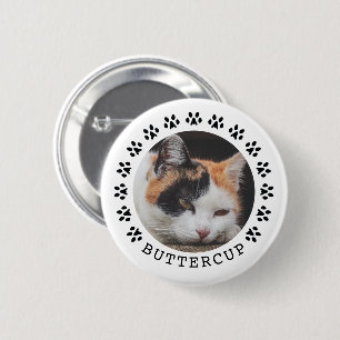 Black Cat Paw Prints Lijst Pet Foto Ronde Button 5,7 Cm
