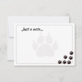 Black Cat Paw Prints Monogram Custom Just a Note  Notitiekaartje (Voorkant)
