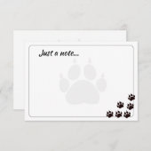 Black Cat Paw Prints Monogram Custom Just a Note  Notitiekaartje (Voorkant / Achterkant)