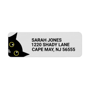 BLACK CAT PEEKING ART ART Return Address Labels