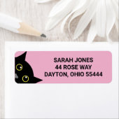 BLACK CAT PEEKING ART ART Return Address Labels (Insitu)