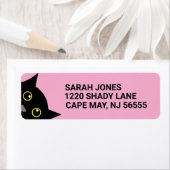 BLACK CAT PEEKING ART ART Return Address Labels (Insitu)