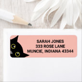 BLACK CAT PEEKING ART PINK Return Address Labels (Insitu)