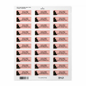 BLACK CAT PEEKING ART PINK Return Address Labels (Full Sheet)