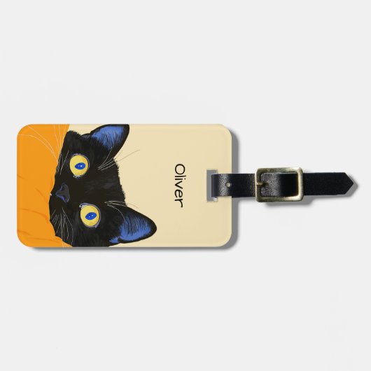 Black Cat Peeking Bagagelabel (Voorkant horizontaal)