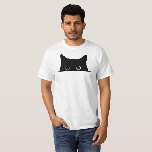Black Cat Peeking Essential T-Shirt (Voorkant volledig)