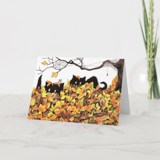 Black Cat Peeking in om u een gelukkig Halloween t Kaart (Voorkant)