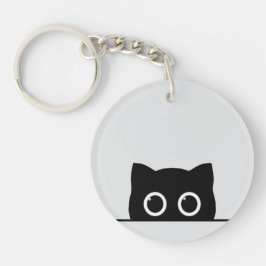 Black Cat Peeking Keychain