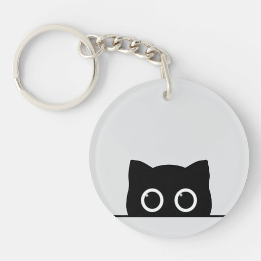 Black Cat Peeking Keychain (Voorkant)