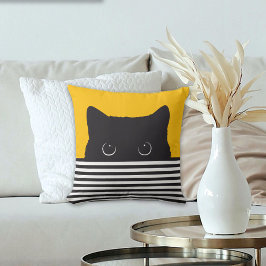 Black Cat Peeking Kussen