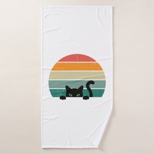 Black Cat Peeking Sunset 3 Badhanddoek (Badhanddoek)