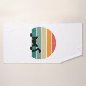 Black Cat Peeking Sunset 3 Badhanddoek (Badhanddoek)