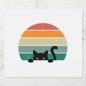 Black Cat Peeking Sunset  3 Sparkling Wijnetiket (Enkel label)