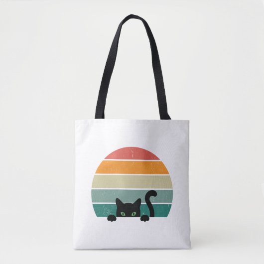 Black Cat Peeking Sunset 3 Tote Bag (Voorkant)