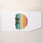 Black Cat Peeking Sunset  4 Badhanddoek (Badhanddoek)