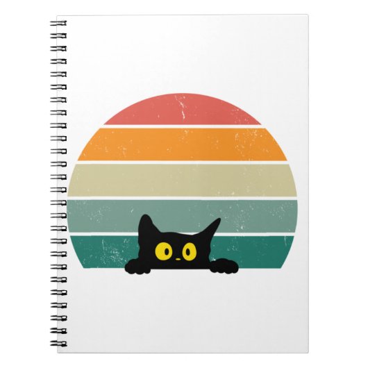 Black Cat Peeking Sunset 4 Notitieboek (Voorkant)