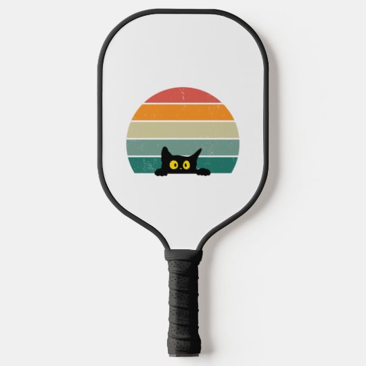 Black Cat Peeking Sunset  4 Pickleball Paddle (Voorkant)