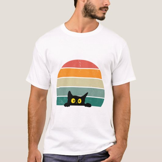 Black Cat Peeking Sunset 4 T-shirt (Voorkant)