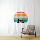 Black Cat Peeking Sunset  4 Wandkleed (In situ)