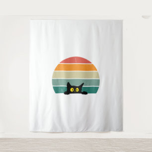 Black Cat Peeking Sunset  4 Wandkleed