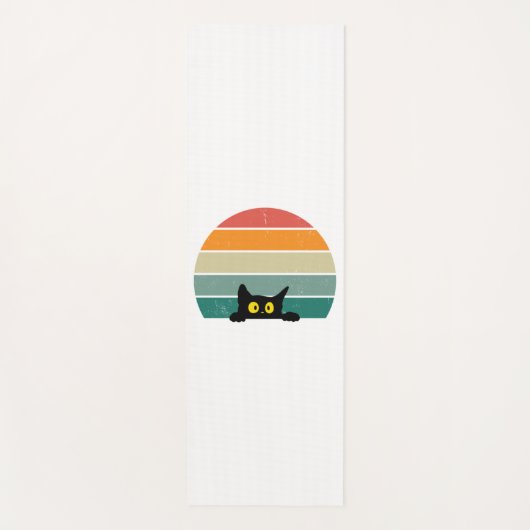 Black Cat Peeking Sunset  4 Yogamat (Voorkant)