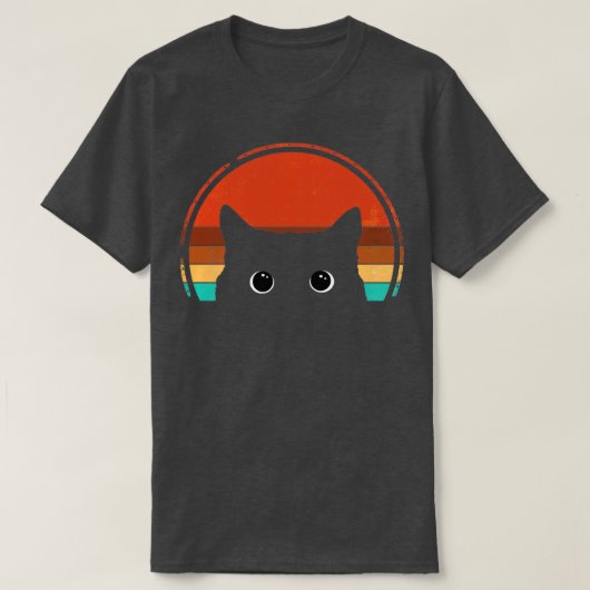 Black Cat Peeking Sunset  T-shirt (Design voorkant)