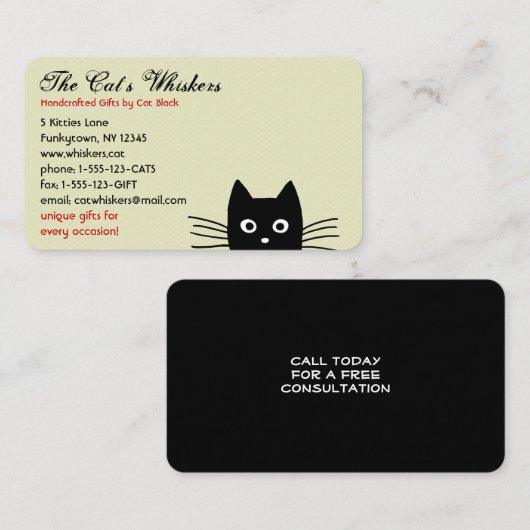 Black Cat Peking Visitekaartje (Voorkant / Achterkant)