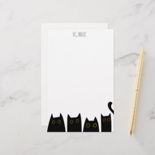 Black Cat Personal Stationery Kinder notitie papie Briefpapier