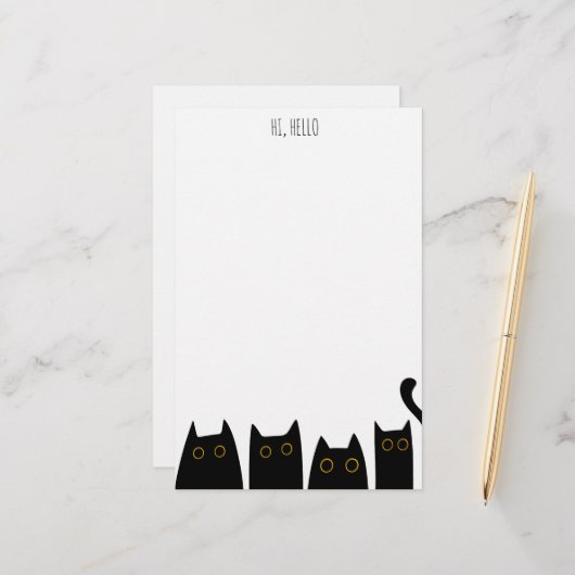 Black Cat Personal Stationery Kinder notitie papie Briefpapier (Voorkant / Achterkant in situ)