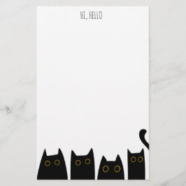 Black Cat Personal Stationery Kinder notitie papie Briefpapier