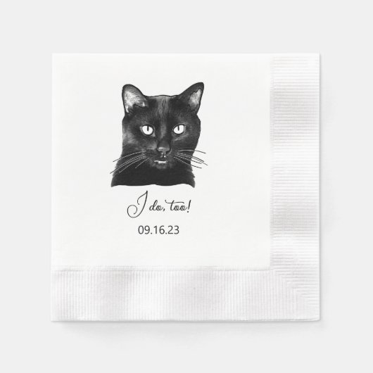 Black Cat Personalized Ik doe het ook Servet (Voorkant)