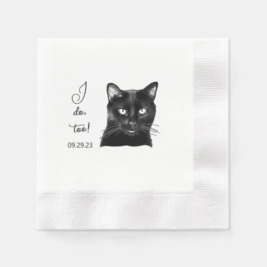 Black Cat Personalized Ik doe het ook Servet (Voorkant)
