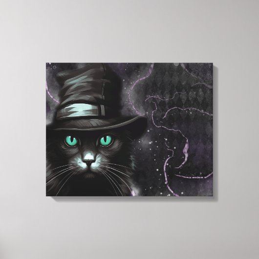 Black Cat Pet Argyle Alcoholinkt Canvas Afdruk (Voorkant)