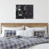Black Cat Pet Argyle Alcoholinkt Canvas Afdruk (Insitu (Slaapkamer))