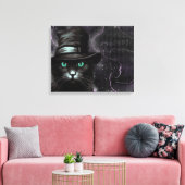 Black Cat Pet Argyle Alcoholinkt Canvas Afdruk (Insitu (Woonkamer))