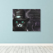 Black Cat Pet Argyle Alcoholinkt Canvas Afdruk (Insitu (Houten vloer))