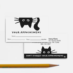 Black Cat Pet Care Afspraak Herinnering Grappig Visitekaartje