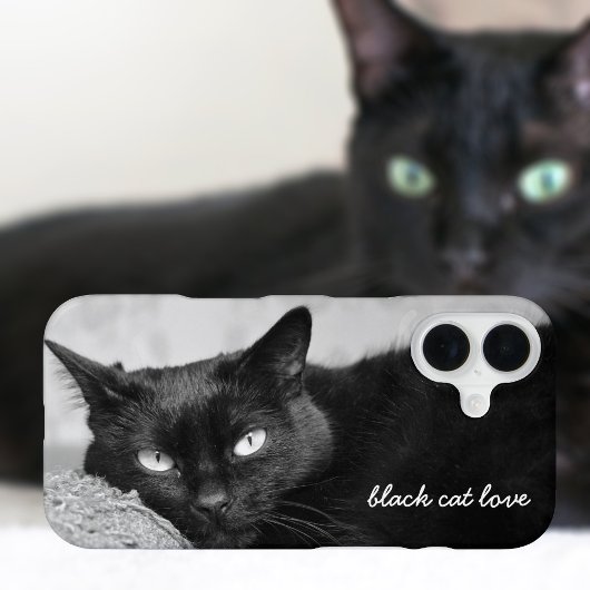 Black Cat Pet Foto gepersonaliseerd iPhone 16 Hoesje