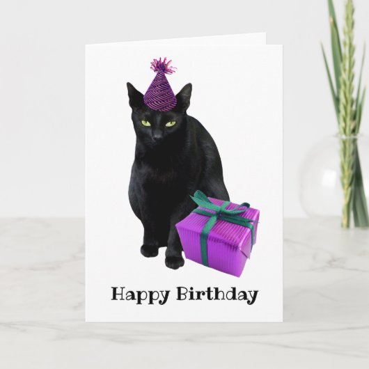 Black Cat Pet Gift Birthday Card Kaart (Voorkant)