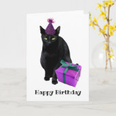 Black Cat Pet Gift Birthday Card Kaart (Gele Bloem)
