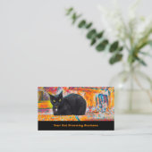 Black Cat Pet Grooming Colorful Visitekaartje (Staand voorkant)