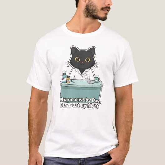 Black Cat Pharmacist Pharmacy Quote Illustration T-shirt (Voorkant)
