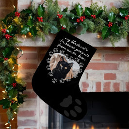 Black Cat Photo Paw Print Pet Kerstmis stoppen Kleine Kerstsok