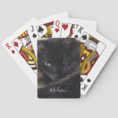 Black Cat Photo Persoonlijke naam Pokerkaarten (Achterkant)