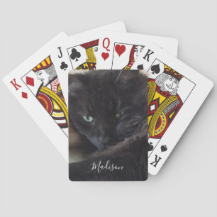 Black Cat Photo Persoonlijke naam Pokerkaarten