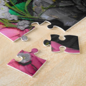 Black Cat Picks a Flower Jigzaag Puzzle Legpuzzel (Zijkant)