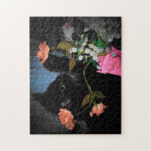 Black Cat Picks a Flower Jigzaag Puzzle Legpuzzel (Verticaal)