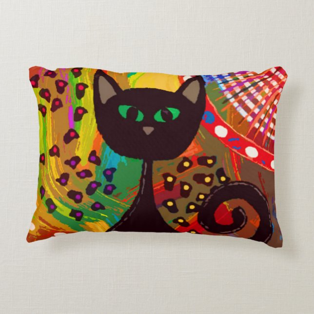 Black Cat Pillow Decoratief Kussen (Achterkant)