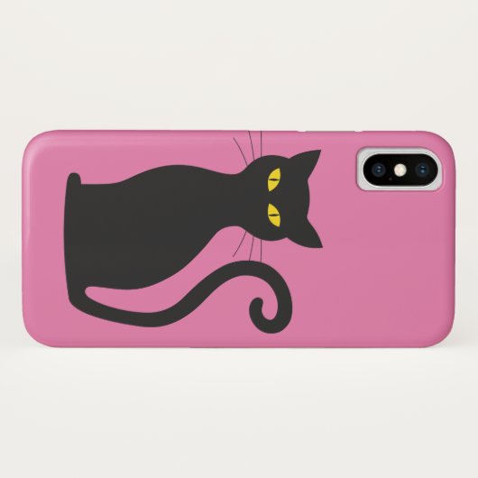 BLACK CAT PINK IPHONE CASE (Achterkant (horizontaal))